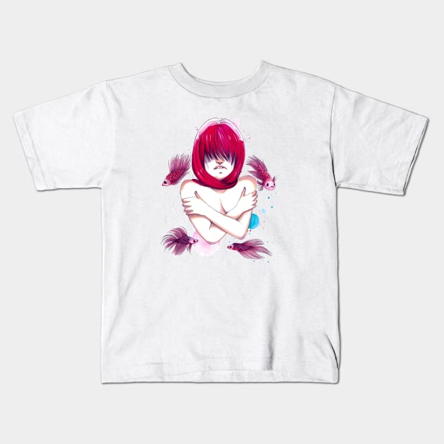 Drowning Woman Kids T-Shirt by jessicaguarnido
